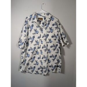 Johnny Bigg White And Blue Rowan‎ Leaf Print Shirt Mens Size 2XLT New